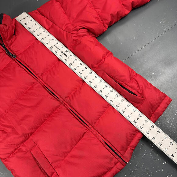 Lands End Goosedown Puffer Jacket Teen Boys Large Red Navy Reversible Thick Fill - Picture 5 of 9